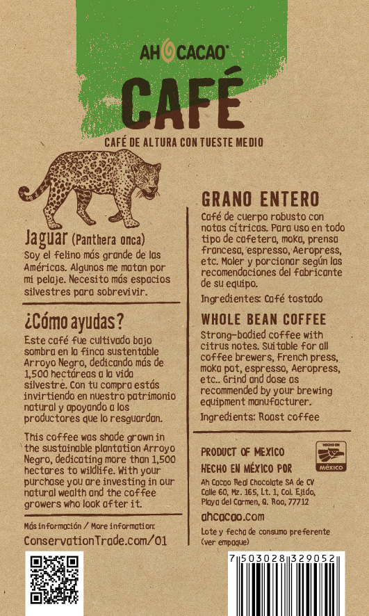 Café conservation trade, grano entero, bolsa 450g