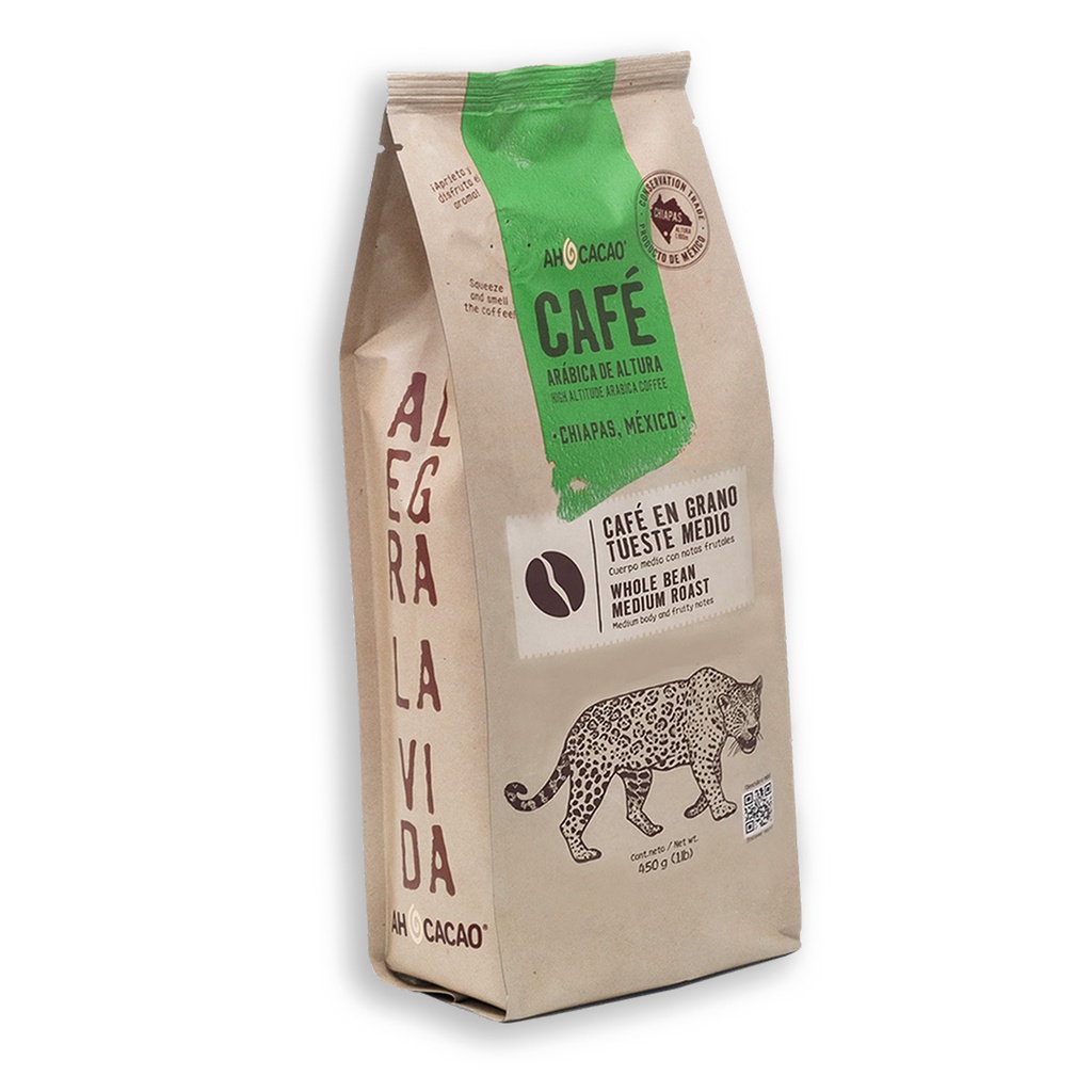 Café - tueste medio, grano entero, bolsa 450g
