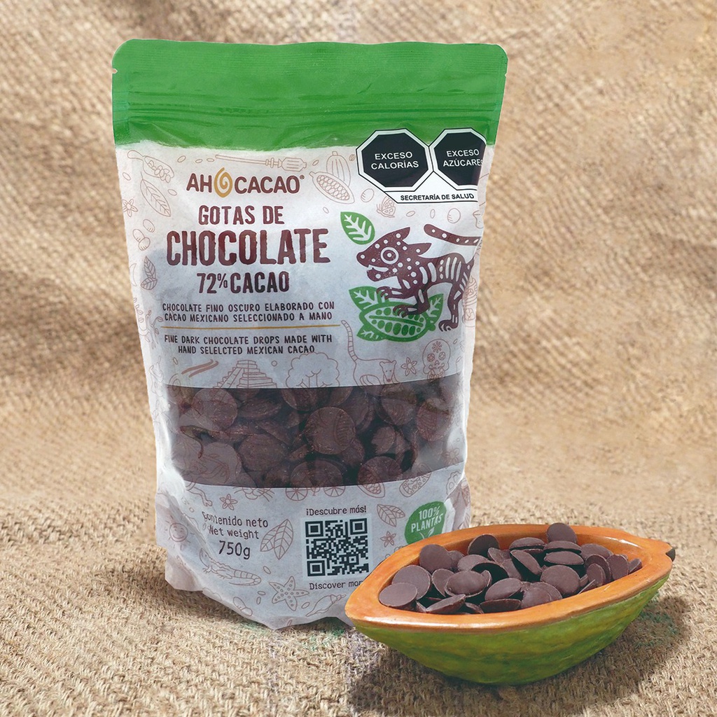 Chispas (gotas) de chocolate 72% cacao, bolsa 750g