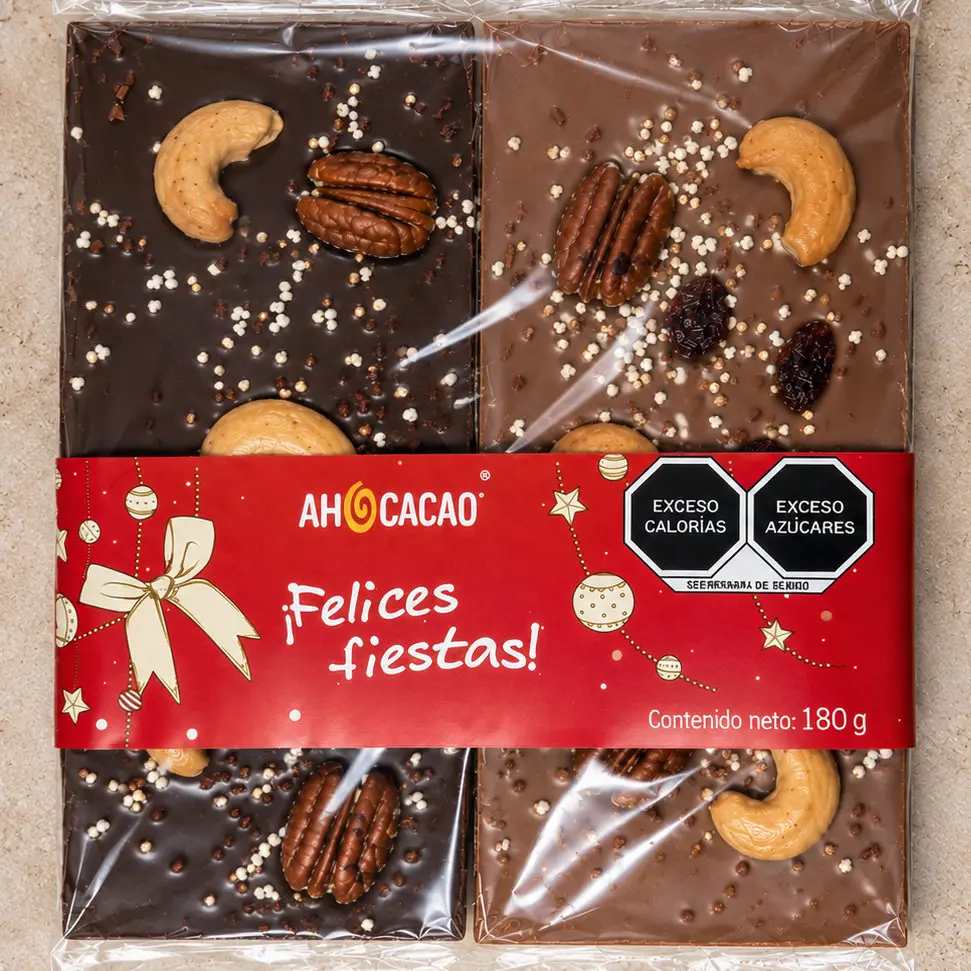 Chocolate felices fiestas, 2 x barra 90g (180g)