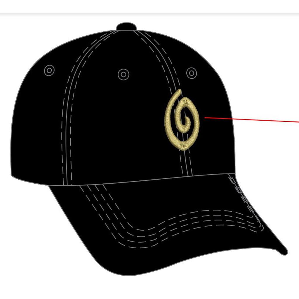 Gorra Ah Cacao, negra con logotipo bordado en dorado